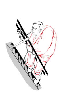 it is easy to carry the patient up a ladder as one hand is free to grasp the rail