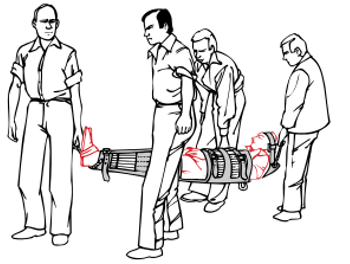 Ensure patient’s armpits are in the
correct place before you finish lowering him.