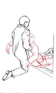 lift him up so that, when you stoop down, you can put your head under his left arm
